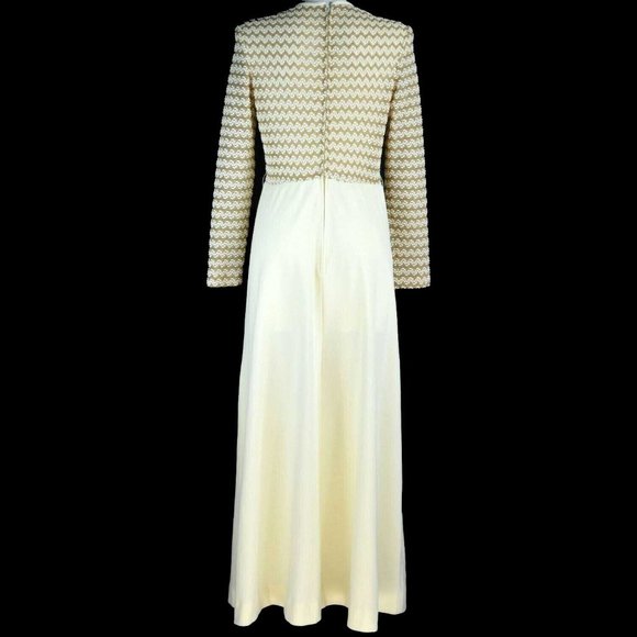 R&K KNITS Vintage Maxi Dress Small 4-6 Romantic Retro Mod Princess 1960's Gown - Picture 7 of 12